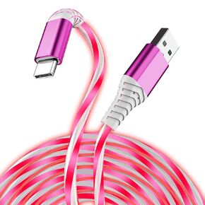 6.6FT USB C Charging Cable, Flowing Light Up Charger Cord, Compatible with Samsung Galaxy, iPhone 16/15, iPad, and More (Blue)