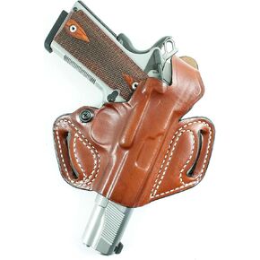 DeSantis Thumb Break Mini Slide OWB Holster - Leather Holster, Made to Fit Cocked & Locked Standard 1911 3""-5"" Models from COLT, S&W, SIG SAUER, Kimber, Springfield & Others - Right Hand Draw, Black