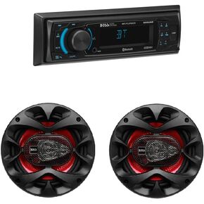 BOSS Audio Systems Single Din Car Stereo with Bluetooth + 2 Car Speakers