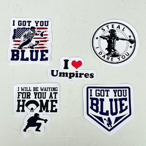 Pack of 5 Steal I Dare You for Baseball Catcher, I Love Umpires, Softball Catcher, Catchers Helmet Durable and Waterproof Vinyl Sticker 2 Inches