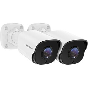 VEEZOOM PoE Camera (Pack of 2), 5MP IP Camera Outdoor, Supports up to 256GB SD Card, AI Human Detection PoE Security Cameras, with 59ft Ethernet Cables, White