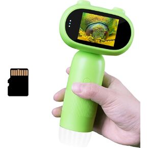 GreenPeek Kids Microscope, Handheld MiniScope for Kids, 2" Screen,1000x Mini Portable Pocket Digital Microscope for Kids, 32GB Card, Kids Educational Science Kit, Birthday Gift for Kids