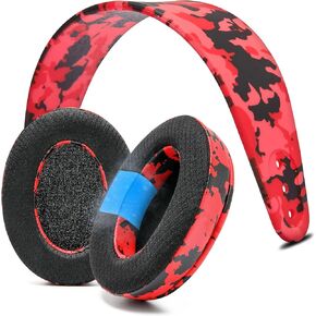 WC Earpad and Upgraded Silicone Headband Combo for Arctis Nova Headphones | Cooling Gel Earpads & Matching Design Headband for Epic Gaming | Red Camo