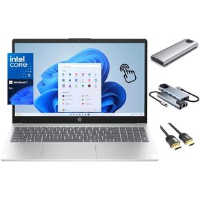 HP 15.6 inch Touchscreen Laptop, Intel Core 5 120U (Beats i7-1355U) 10-Core CPU, 32GB RAM, 1TB SSD + 256GB Portable SSD Hub, WiFi 6, Webcam, KeyPad, HDMI, USB-C, Win 11