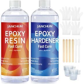 1 Gallon Premium Clear Epoxy Resin,High Gloss Casting and Coating Kit for River Table Tops, Art Resin,Jewelry Making, DIY,Tumblers, Molds, Art Painting with Epoxy Mixer, 20×8oz Measuring Cup and More