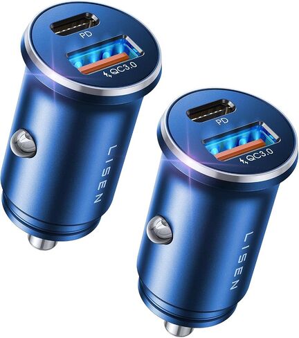 LISEN 2-Pack USB C شاحن سيارة شحن سريع، 48W جميع ولاعة السجائر المعدنية USB شاحن آيفون 15 أصغر شاحن سيارة دافق USB C آيفون 14 برو ماكس 13 12 جالاكسي S23/22 آيباد برو-أحمر in Kuwait