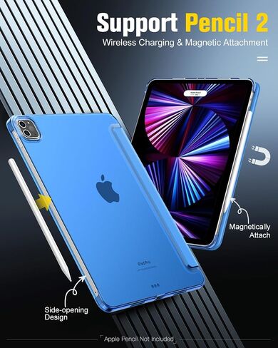 حافظة MoKo لجهاز iPad Pro 11 بوصة (الجيل الرابع/الجيل الثالث، 2022/2021)، حافظة حماية ذكية رفيعة ثلاثية الطي من مادة البولي كربونات الخلفية لجهاز iPad Pro 11 بوصة الجيل الرابع مع تنبيه/غفو تلقائي، أسود in Saudi Arabia