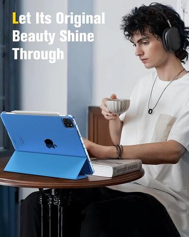 حافظة MoKo لجهاز iPad Pro 11 بوصة (الجيل الرابع/الجيل الثالث، 2022/2021)، حافظة حماية ذكية رفيعة ثلاثية الطي من مادة البولي كربونات الخلفية لجهاز iPad Pro 11 بوصة الجيل الرابع مع تنبيه/غفو تلقائي، أسود in Saudi Arabia