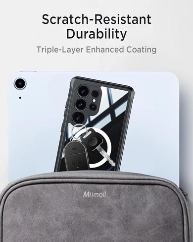 Miimall Strong Magnetic for Samsung Galaxy S25 Ultra Case,[Built-in Glass Screen Protector][Compatible with Magsafe][Military Shockproof Dropproof] Full Heavy Duty Cases for S25Ultra, Purple/Clear in Kuwait