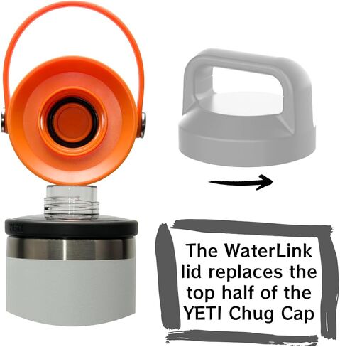 WaterLink MagSafe Compatible Lid for YETI Rambler Chug Cap, AirTag Holder, Magnetic Phone Stand (Black, with Handle) in Saudi Arabia