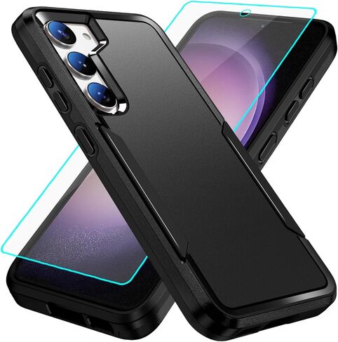 for Galaxy S23 Case with Screen Protection: Heavy Duty Protective Shockproof and Scratch Proof Cell Phone case for Samsung Galaxy S23-Black in Saudi Arabia