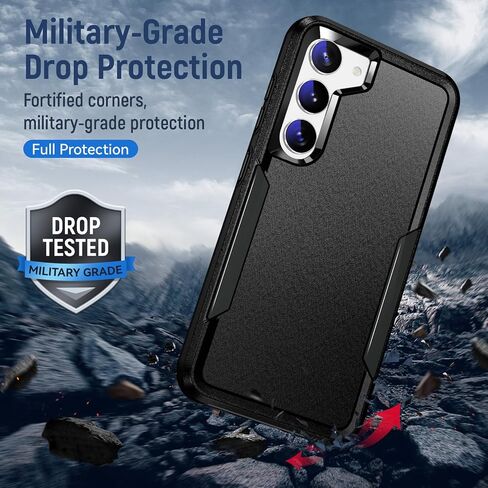 for Galaxy S23 Case with Screen Protection: Heavy Duty Protective Shockproof and Scratch Proof Cell Phone case for Samsung Galaxy S23-Black in Saudi Arabia