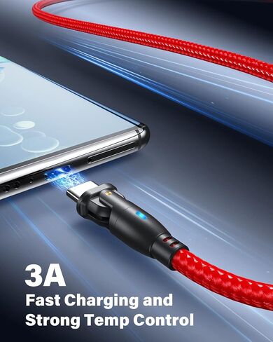 AUFU USB C Cable 6ft (3pack-6.6ft/6.6ft/6.6ft) ، 180 ° دوران من A إلى C Cable/3a USB C كبل الشاحن السريع/USB A إلى USB C كبل Cable/Type C in Kuwait