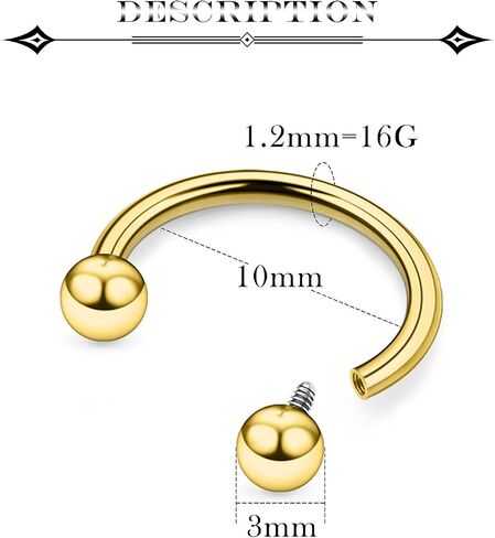16g Septum Rings Internally Threaded Surgical Steel Septum Jewelry Lip Rings Hoop Horseshoe Earrings Daith Piercing Jewelry for Women Men in Saudi Arabia