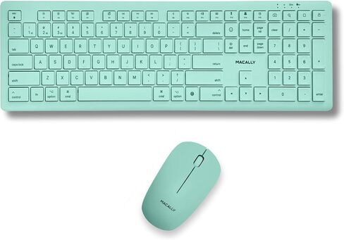 مجموعة لوحة مفاتيح وماوس لاسلكية من Macally لأجهزة Mac mini/Pro، وiMac، وMacBook، وiPad، وiPhone - مجموعة لوحة مفاتيح وماوس متوافقة مع بلوتوث Apple (أجهزة متعددة، قابلة لإعادة الشحن، مفاتيح تعبيرية) in Saudi Arabia