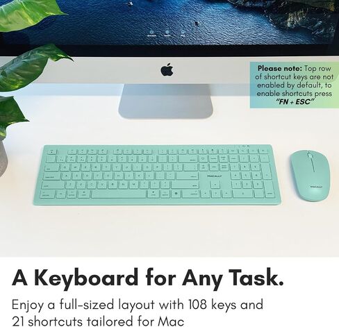 مجموعة لوحة مفاتيح وماوس لاسلكية من Macally لأجهزة Mac mini/Pro، وiMac، وMacBook، وiPad، وiPhone - مجموعة لوحة مفاتيح وماوس متوافقة مع بلوتوث Apple (أجهزة متعددة، قابلة لإعادة الشحن، مفاتيح تعبيرية) in Saudi Arabia