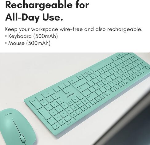 مجموعة لوحة مفاتيح وماوس لاسلكية من Macally لأجهزة Mac mini/Pro، وiMac، وMacBook، وiPad، وiPhone - مجموعة لوحة مفاتيح وماوس متوافقة مع بلوتوث Apple (أجهزة متعددة، قابلة لإعادة الشحن، مفاتيح تعبيرية) in Saudi Arabia
