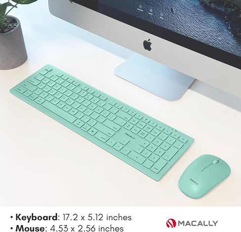 مجموعة لوحة مفاتيح وماوس لاسلكية من Macally لأجهزة Mac mini/Pro، وiMac، وMacBook، وiPad، وiPhone - مجموعة لوحة مفاتيح وماوس متوافقة مع بلوتوث Apple (أجهزة متعددة، قابلة لإعادة الشحن، مفاتيح تعبيرية) in Saudi Arabia