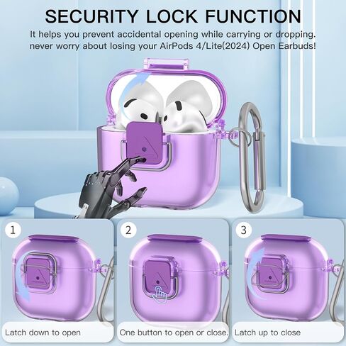 [قفل آمن] لـ AirPods 4 Clear Case Case Prochproof Presctive TPU متوافق مع Apple Airpods 4th Generation (2024) مع مجموعة مفاتيح/حبل/منظف (وردي واضح) in Kuwait