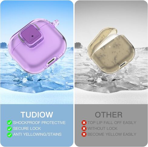 [قفل آمن] لـ AirPods 4 Clear Case Case Prochproof Presctive TPU متوافق مع Apple Airpods 4th Generation (2024) مع مجموعة مفاتيح/حبل/منظف (وردي واضح) in Kuwait