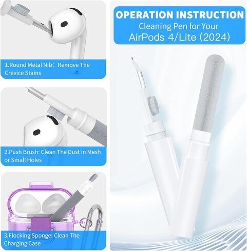 [قفل آمن] لـ AirPods 4 Clear Case Case Prochproof Presctive TPU متوافق مع Apple Airpods 4th Generation (2024) مع مجموعة مفاتيح/حبل/منظف (وردي واضح) in Kuwait