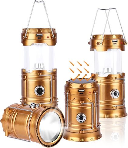Solar Camping Lantern for Power Outages - USB Rechargeable Lamp Camping Essentials，Collapsible Portable Waterproof Solar Lights for Indoor Outdoor Emergency Light in Saudi Arabia