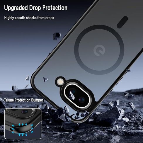 Magnetic for Google Pixel 9a Case with 2 Pack Tempered Glass Screen Protector,[Compatible for MagSafe] Shockproof Drop Thin Protective Phone Case Cover for Pixel 9a,Black in Kuwait