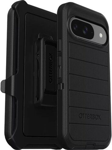 Otterbox Google Pixel 9 & Pixel 9 Pro (فقط) - حالة سلسلة Defender - Black - Rugged & Dating - مع حماية المنفذ - يشمل حافظة Kickstand - حماية الدفاع الميكروبي in Kuwait