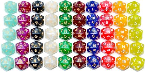 SmartDealsPro 50-Pack 20 Sided Dice D20 Polyhedral Dice with Pouch for DND RPG MTG Table Game in Kuwait