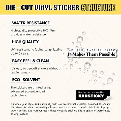 3PCS Faith Doesn't Make Things Easy, It Makes Them Possible, Quote Stickers, Waterproof Vinyl Stickers for Water Bottle Laptop Book Kindle Phone Cup, Inspirational Decals for Teens Adults in Saudi Arabia