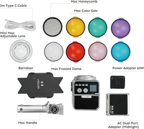 Mini Max LED Video Light Standard Kit with LCD Display, App Control, Adjustable Lens, Ergonomic Handle, CRI/TLCI 96+, 2700-6500K, Portable Light for Photography, Film, Live Streaming, Black in Saudi Arabia