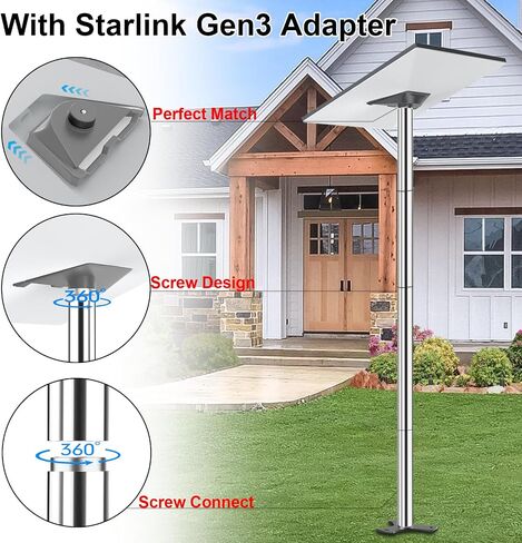 Starlink Gen 3 Tripod Stand, 2.8ft-4.8ft Adjustable Starlink Mounting Kit with Ball Head for Camping and RV Travel, Includes Starlink Pole Mount Pipe Adapter for Starlink V3 Gen3 Kickstand Dish in Saudi Arabia