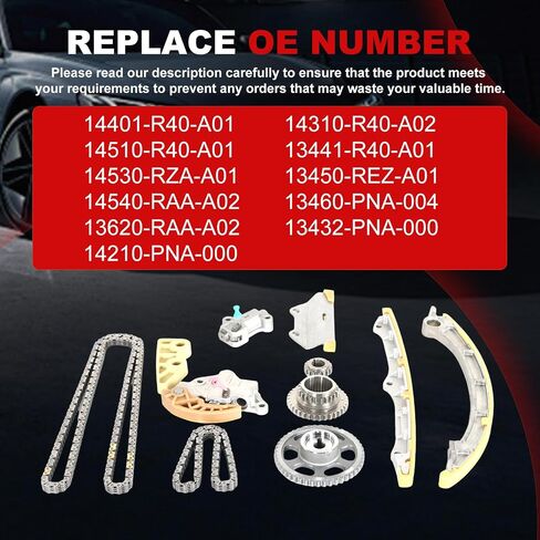 Engine Timing Chain Kit Compatible with Accord 2003-2007 2.4L for CR-V 2002-2009 2.4L L4 2354CC with Tensioner Guide Rail Grease Pump Chain Car Replacement Parts 176L 62L K24A1 K24A4 in Kuwait