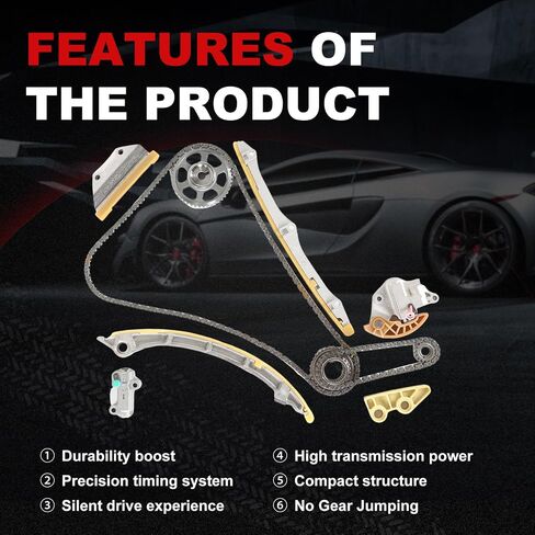 Engine Timing Chain Kit Compatible with Accord 2003-2007 2.4L for CR-V 2002-2009 2.4L L4 2354CC with Tensioner Guide Rail Grease Pump Chain Car Replacement Parts 176L 62L K24A1 K24A4 in Kuwait