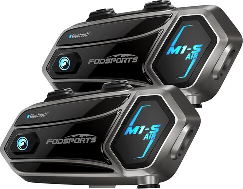 Fodsports M1-S Air Motorcycle Helmet Bluetooth, 4 Riders Motorbike Intercom Headset with Music Sharing, 1000 m Helmet Communication Systems, Quick Pairing/FM Radio/Handsfree/Stereo Music(2 Pack) in Kuwait