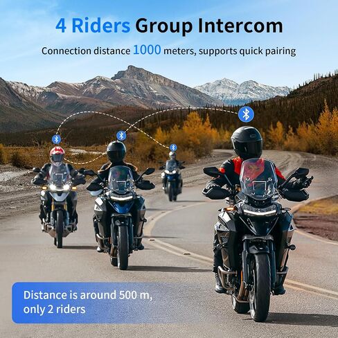 Fodsports M1-S Air Motorcycle Helmet Bluetooth, 4 Riders Motorbike Intercom Headset with Music Sharing, 1000 m Helmet Communication Systems, Quick Pairing/FM Radio/Handsfree/Stereo Music(2 Pack) in Kuwait