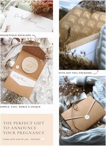 Joli Coon Pregnancy announcement wooden card - You're going to be grandparents with pocketfold envelope and seal sticker - Baby announcement grandparents in Kuwait