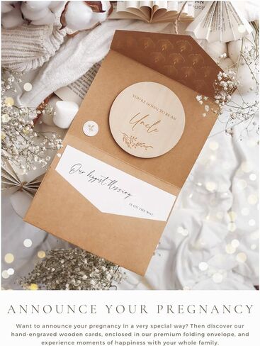 Joli Coon Pregnancy announcement wooden card - You're going to be grandparents with pocketfold envelope and seal sticker - Baby announcement grandparents in Kuwait