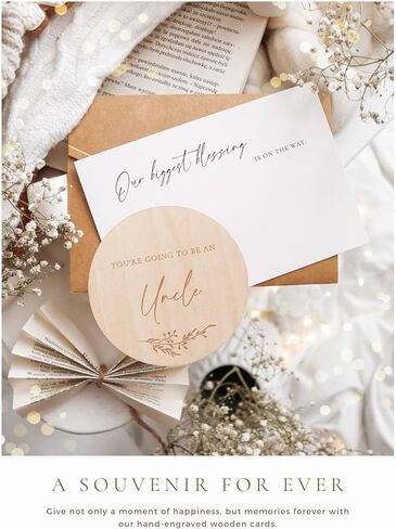 Joli Coon Pregnancy announcement wooden card - You're going to be grandparents with pocketfold envelope and seal sticker - Baby announcement grandparents in Kuwait