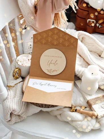 Joli Coon Pregnancy announcement wooden card - You're going to be grandparents with pocketfold envelope and seal sticker - Baby announcement grandparents in Kuwait
