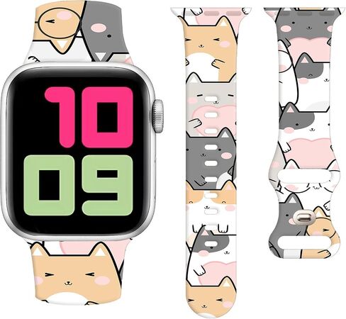 Cute Watch Band Compatible with Apple Watch Band 38mm 40mm 41mm 42mm Men Women,Soft Silicone Strap Replacement Sport Wristbands Compatible with iWatch Ultra Series 9 8 7 6 5 4 3 2 1 SE in Saudi Arabia