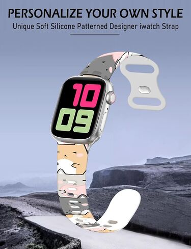 Cute Watch Band Compatible with Apple Watch Band 38mm 40mm 41mm 42mm Men Women,Soft Silicone Strap Replacement Sport Wristbands Compatible with iWatch Ultra Series 9 8 7 6 5 4 3 2 1 SE in Saudi Arabia