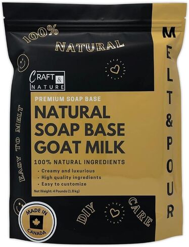 Craft & Nature 4 رطل حليب الماعز الطبيعي غير المعطر والمرطب والجلسرين يذوب ويصب قاعدة الصابون لصنع الصابون in Kuwait