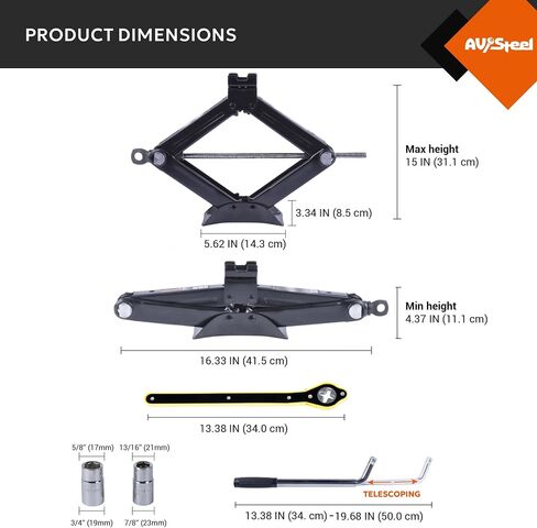 Scissor Jack for Car 2 Ton (4409 lbs) Heavy-Duty Car Jack Kit, Universal Tire Jack Tool Kit - Portable Car Lift Jack with Ratcheting Handle and L-Wrench for Auto SUV MPV in Saudi Arabia
