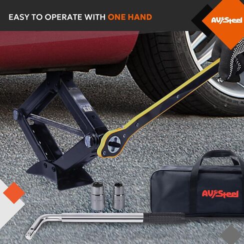 Scissor Jack for Car 2 Ton (4409 lbs) Heavy-Duty Car Jack Kit, Universal Tire Jack Tool Kit - Portable Car Lift Jack with Ratcheting Handle and L-Wrench for Auto SUV MPV in Saudi Arabia