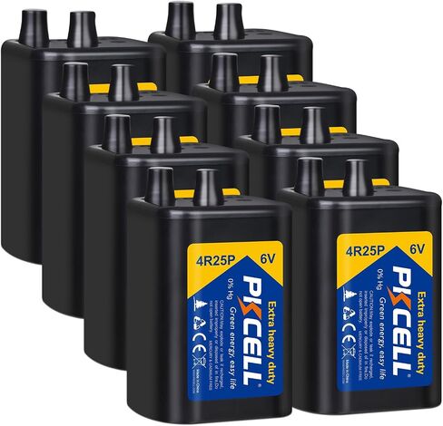 PKCELL 6 Volt Lantern Battery, 6V 4R25 Flashlight Battery with Spring Terminals, Heavy Duty Square Batteries with Long-Lasting Power for Lantern, Emergency Light, Deer Game Feeder, Fencing, 4 Count in Kuwait