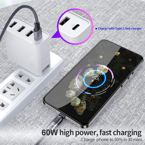 ORIbox USB C Cable for Game,USB Type C Charger Cord,USB-C to USB A Cable Compatible with Samsung Galaxy S22/S22+, S21/S21+ Ultra 5G, S20/S20+ Ultra 5G, Note 20/10, Pixel, Switch & More in Kuwait