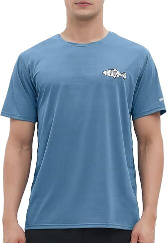 Riverruns UPF 50+ UV Sun Protection Fishing Shirt Breathable Quick Dry Swim Shirt Rash Guard Water Beach T-Shirt for Men in Saudi Arabia