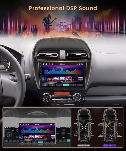 ستيريو سيارة 2G 64G Android 13 لسيارة Mitsubishi Mirage 2012-2016، راديو سيارة بشاشة لمس 9 بوصة من Rimoody مع CarPlay اللاسلكي Android Auto Mirror Link Bluetooth FM/RDS GPS WiFi HiFi SWC Camera in Saudi Arabia