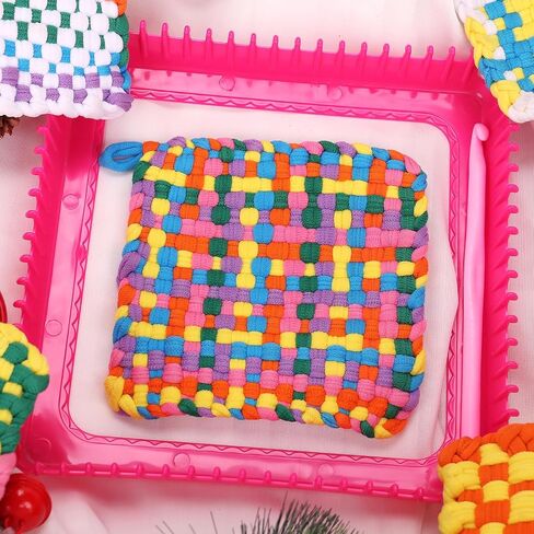 PREBOX Weaving Loom Kit Toys for Kids and Adults, Potholder Loops Crafts for Girls Ages 6 7 8 9 10 11 12, 7" Pot Holder Loom Knitting Kits and Gifts for Kids and Beginners, Make 6 Masterpieces in Kuwait